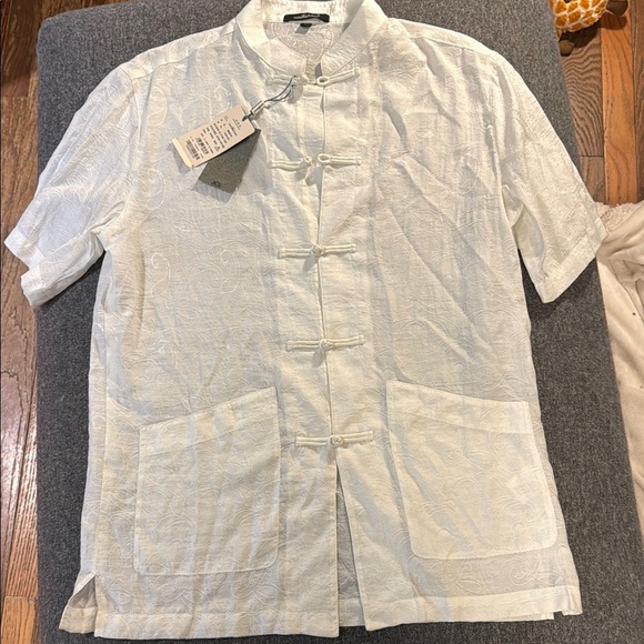 Taizi Chinese style men’s linen short sleeve shirt - Picture 1 of 7